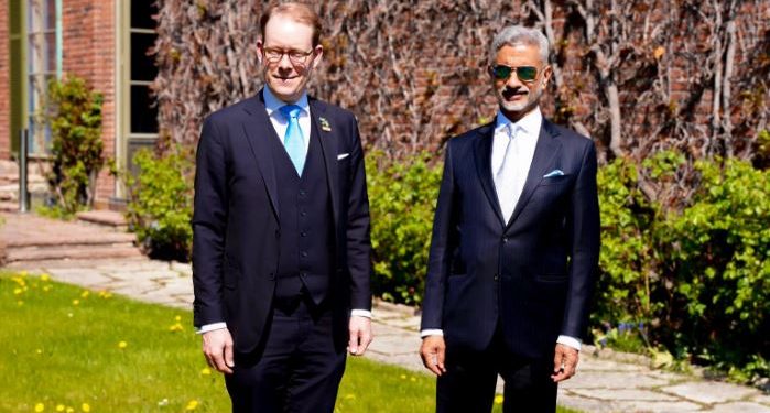 EAM S Jaishankar with Swedish Foreign Minister Tobias Billstrom (Image: DrSJaishankar/Twitter)