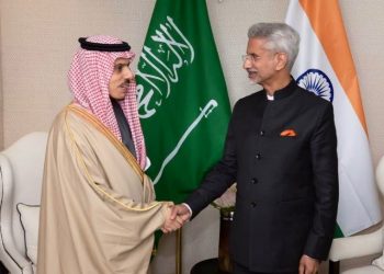 EAM S Jaishankar with Saudi Foreign Minister Faisal bin Farhan at BRICS Foreign Ministers' Meeting in South Africa (Image: DrSJaishankar/Twitter)