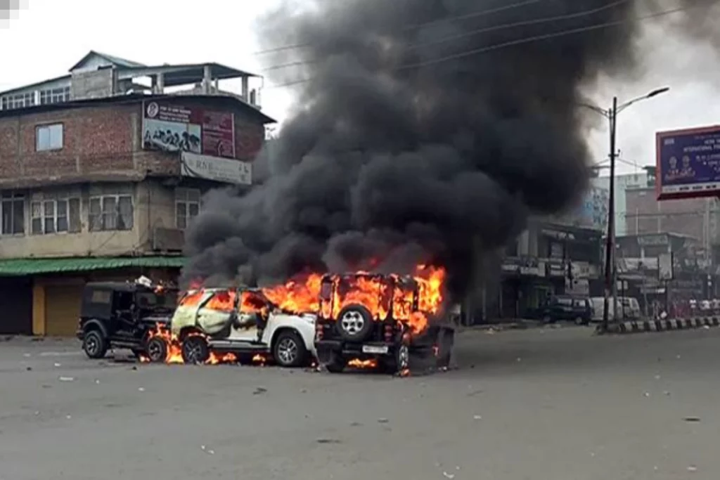 Manipur violence: Mob sets ablaze two vehicles, firing reported