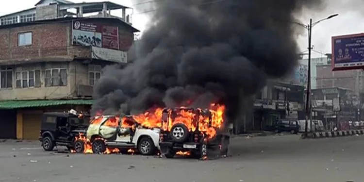 Manipur violence: Mob sets ablaze two vehicles, firing reported