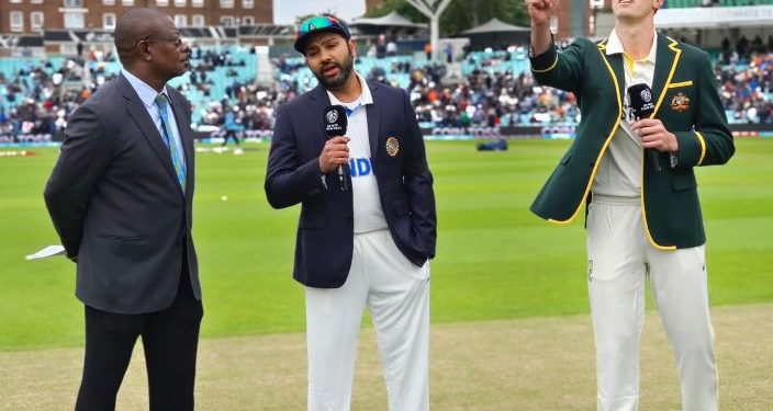 Rohit Sharma and Pat Cummins at the toss of World Test Championship final at The Oval (Image: BCCI/Twitter)