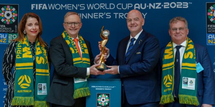 Australian Prime Minister Anthony Albanese with president of FIFA Gianni Infantino