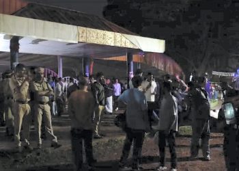 **EDS: SCREENSHOT** Kochi: Police personnel and others at the Cochin University where a stampede killed at least four students and left several injured during the anniversary celebrations, in Kochi, Saturday, Nov. 25, 2023. (PTI Photo) (PTI11_25_2023_000445B)