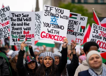 Pro-Palestinian supporters march. Nell Srinath, Daily Campus Opinion Editor, poses her opinion on the Israel-Palestine conflict. Photo by Peter Power/The Canadian Press via AP.