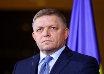 FILE PHOTO: Slovakia's Prime Minister Robert Fico looks on during a press conference with German Chancellor Olaf Scholz in Berlin, Germany, January 24, 2024. REUTERS/Nadja Wohlleben/File Photo