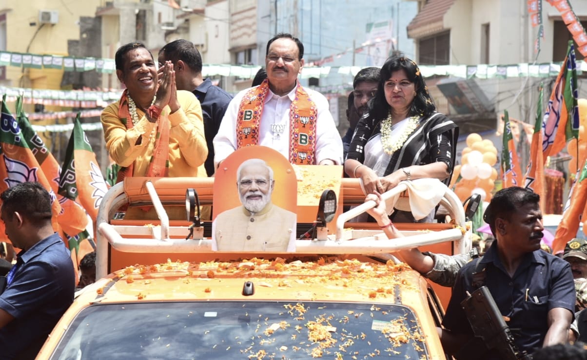 JP Nadda Aparajita Sarangi Roadshow