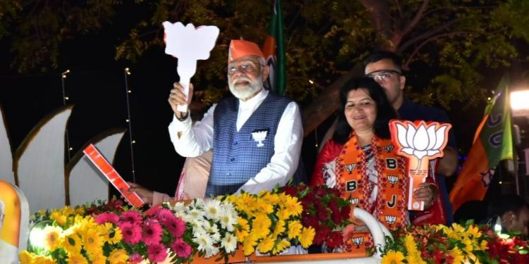 Narendra Modi Aparajita Sarangi roadshow Bhubaneswar