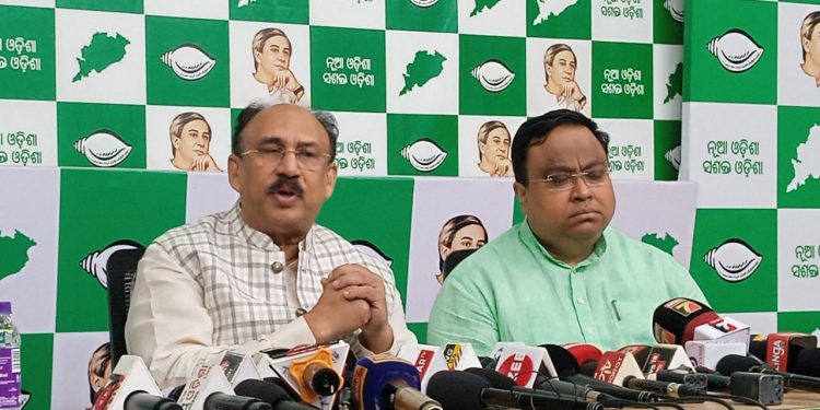 BJD Press meet santrupt mishra Sasmit Patra