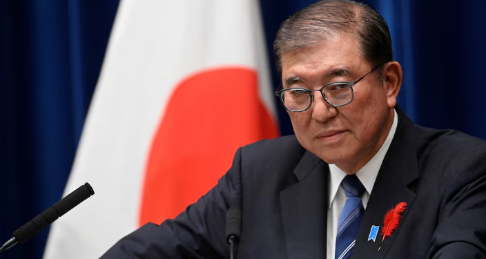 Japanese Prime Minister Shigeru Ishiba holds a press conference on October 9, 2024, at his official residence in Tokyo, Japan, after dissolving the Lower House of Parliament and proceeding for an early election October 27. David Mareuil/Pool via REUTERS