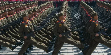 A military parade in Pyongyang, North Korea. Soldiers from an elite unit of the Korean People’s Army have begun arriving in the Kursk region of Russia, according to two U.S. officials. (AP)