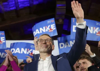 Herbert Kickl, leader of the Freedom Party of Austria waves to supporters, in Vienna, Austria, after polls closed in the country's national election. AP