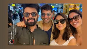 Varun Dhawan, Esha Gupta, Mrunal Thakur, and Maniesh Paul chill together