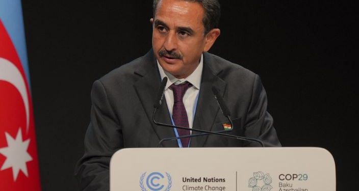 Union Minister of State for Environment Kirti Vardhan Singh speaks during a plenary session at the COP29 U.N. Climate Summit, on November 19, 2024, in Baku, Azerbaijan. | Photo Credit: AP