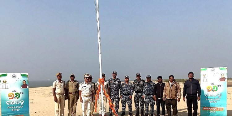 Tricolour hoisted on Kanika Sands Island