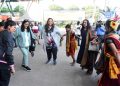 Ahead of the PBD convention, arriving Pravasi Bharatiyas dance with Sambalpuri dancers welcoming them at Bhubaneswar airport